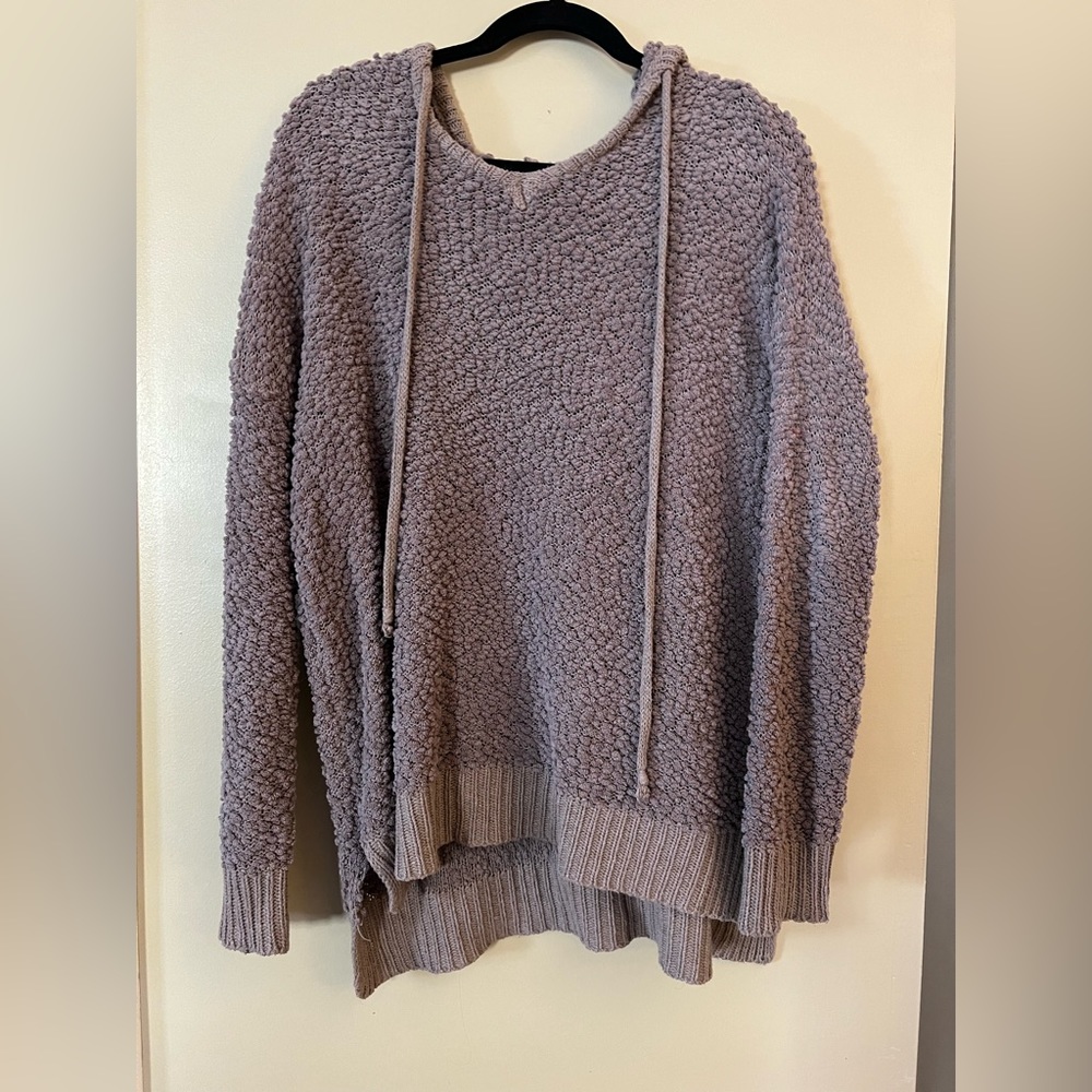 L Miracle Tan Popcorn Sweater Pullover Hoodie